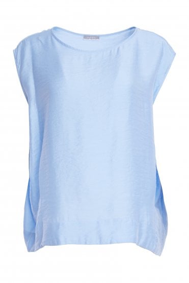Round Neck Sleeveless Top Blue