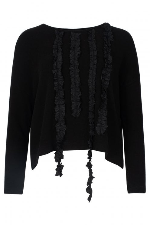 Ruched Detail Fleece Pullover Nero