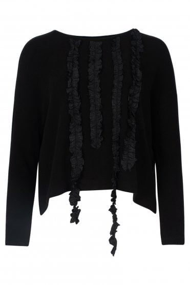 Ruched Detail Fleece Pullover Nero