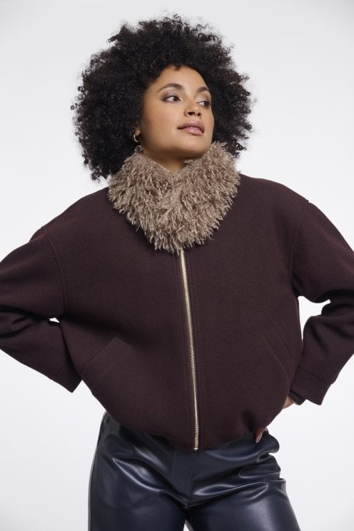 Scarf With Magnet Closure Mocha Latte