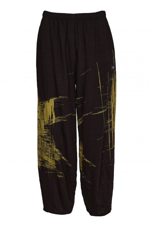 Scribble Placement Print Trouser Black/avocado