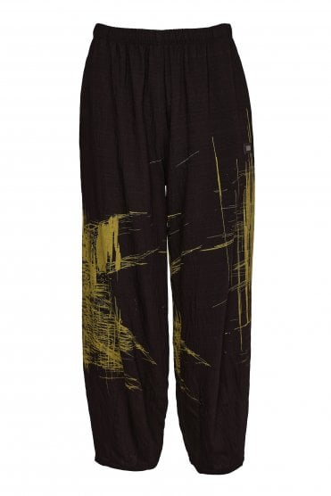 Scribble Placement Print Trouser Black/avocado