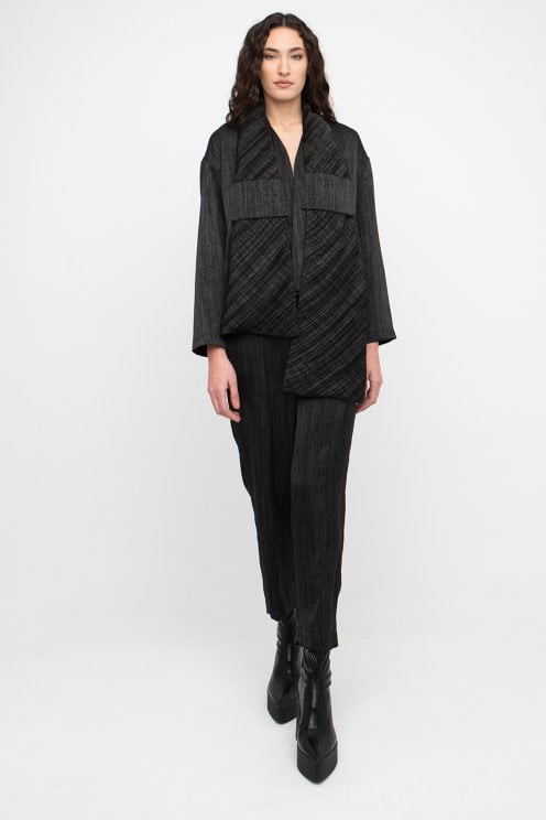 Self Pattern Pants Black