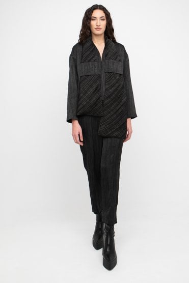 Self Pattern Pants Black