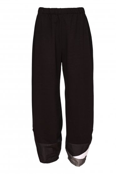 Shaped Hem Trouser With Colour Inset Black/grey