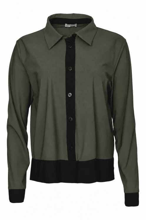 Shirt With Button Front Thyme/black