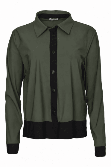 Shirt With Button Front Thyme/black