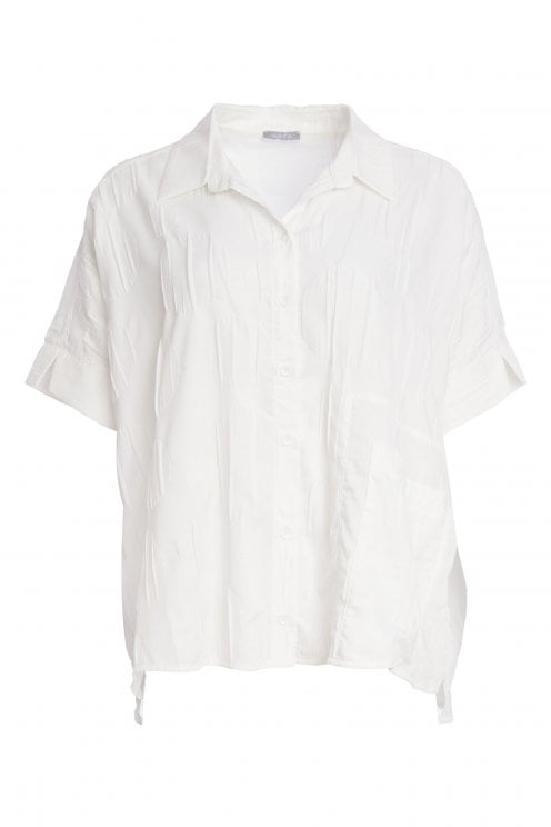 Short Blouse With Front Pocket Off White