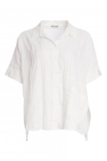 Short Blouse With Front Pocket Off White