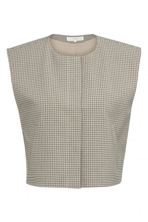 Short Checked Waistcoat Beige