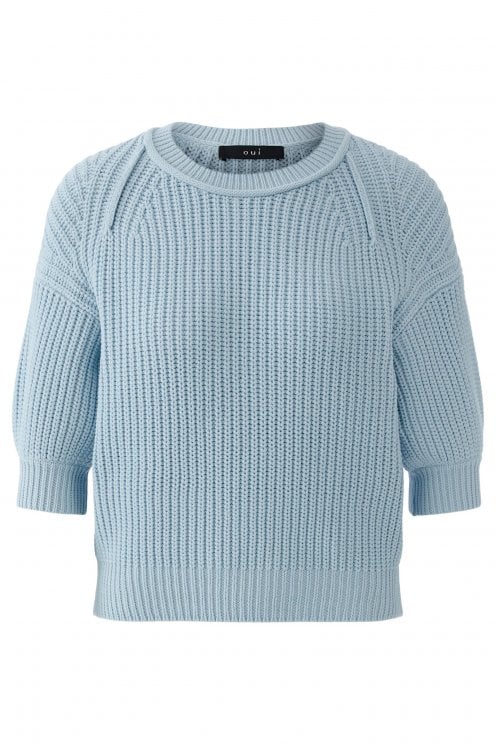Short Seeve Ribbed Knit Celestial Blue
