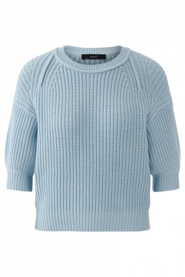 Short Seeve Ribbed Knit Celestial Blue