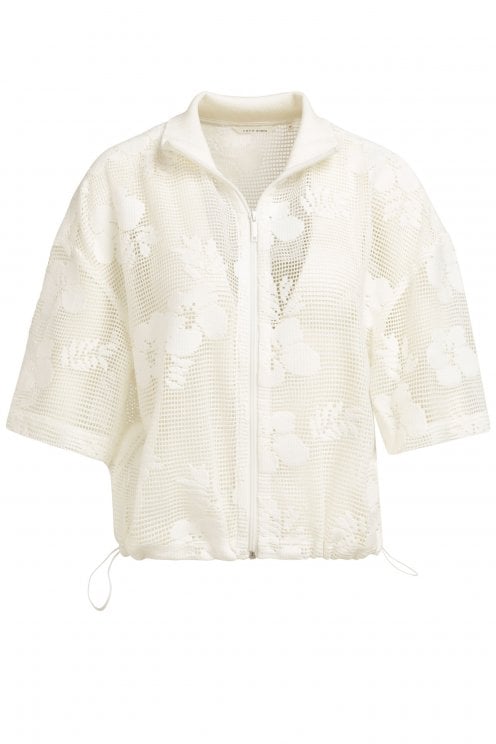Short Sleeve Crochet Jacket Beige