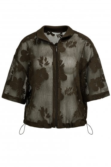 Short Sleeve Crochet Jacket Delicioso Brown