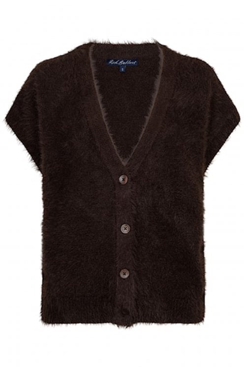 Sleeveless Fuzzy Cardigan Espresso