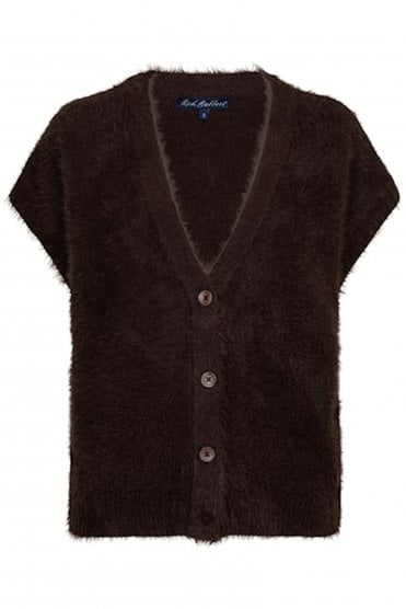 Sleeveless Fuzzy Cardigan Espresso
