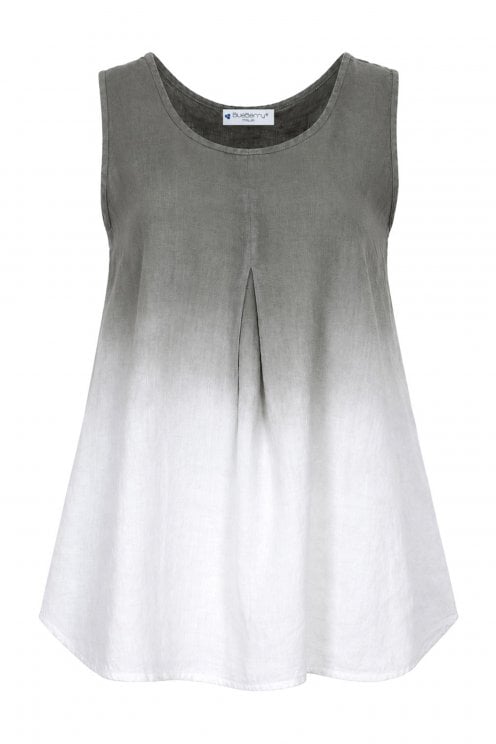 Sleeveless Linen Top Med Grey/white