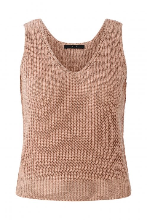 Sleeveless Top With Metallic Thread Dusty Rose