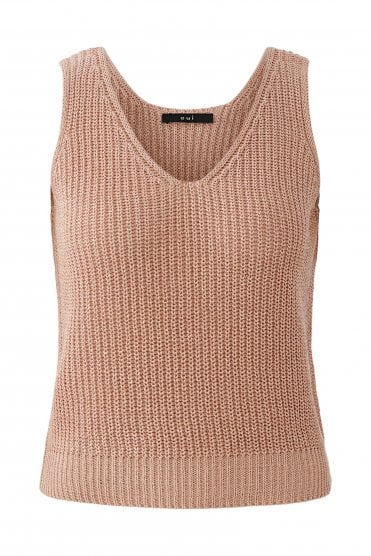 Sleeveless Top With Metallic Thread Dusty Rose