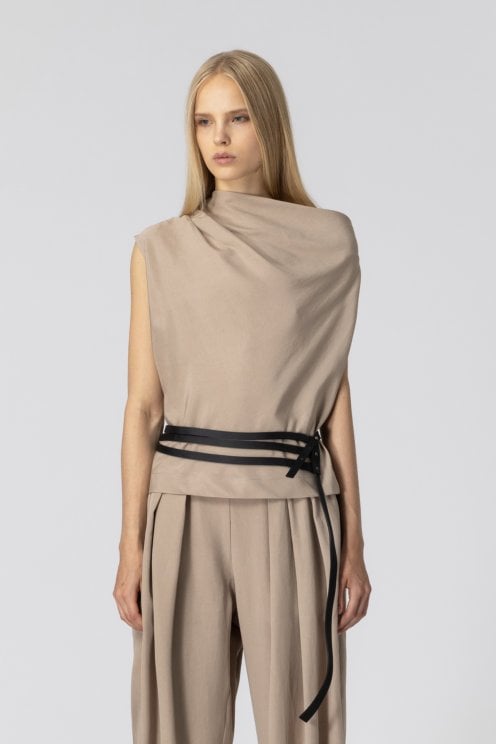 Soft Cowl Neck Top Stone