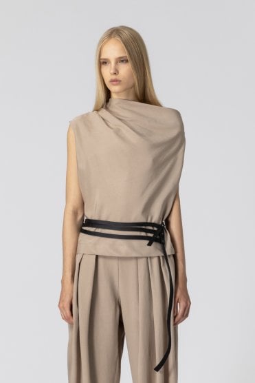 Soft Cowl Neck Top Stone