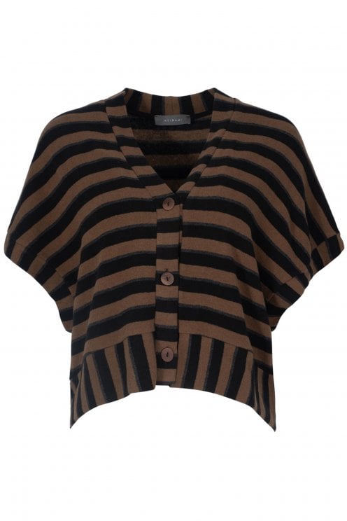 Soft Knit Stripe Waistcoat Tobacco