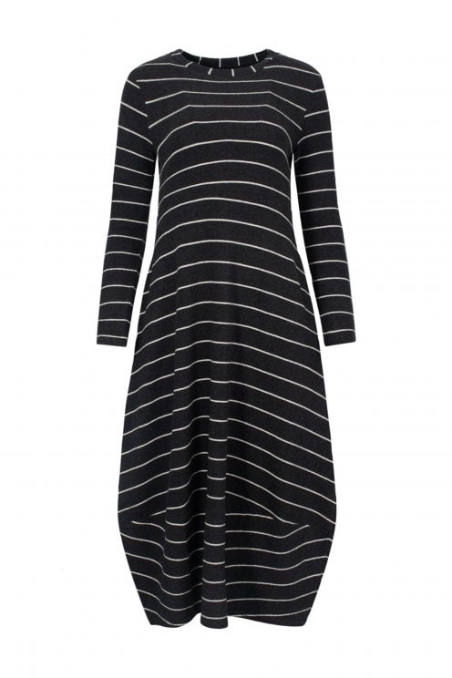 Soft Stripe Coccoon Dress Carbone