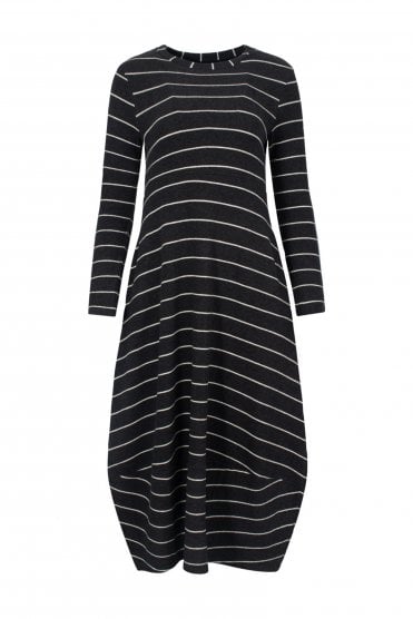 Soft Stripe Coccoon Dress Carbone