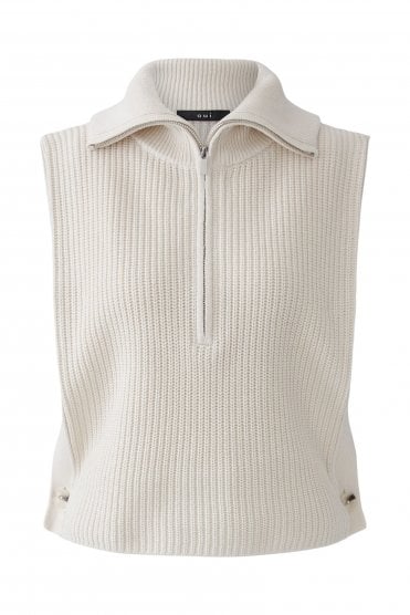 Sporty Cotton Mix Slipover Off White
