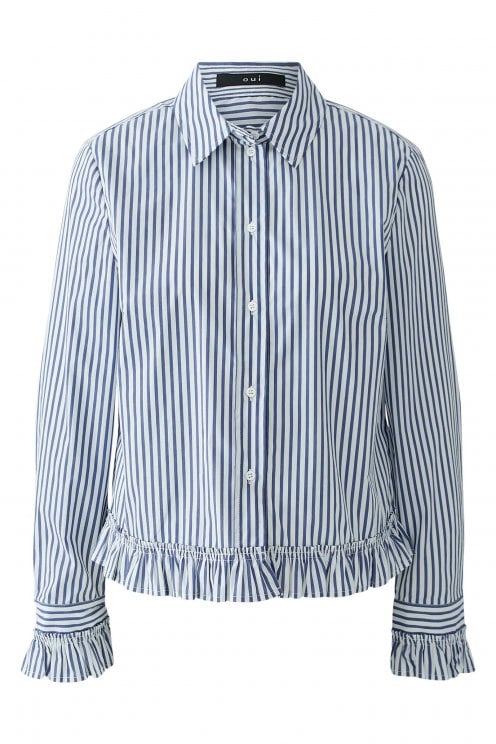 Stripe Blouse With Ruffle Detail White/blue