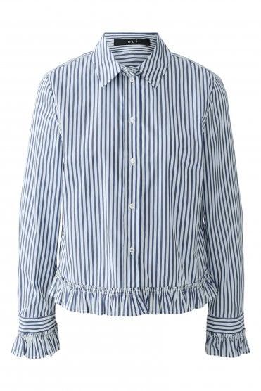Stripe Blouse With Ruffle Detail White/blue