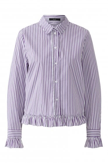 Stripe Blouse With Ruffle Detail White/violet