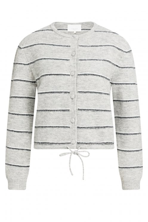 Stripe Knitted Cardigan Med Grey Mel