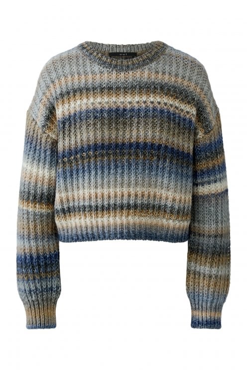 Stripe Pattern Pullover Light Brown/blue