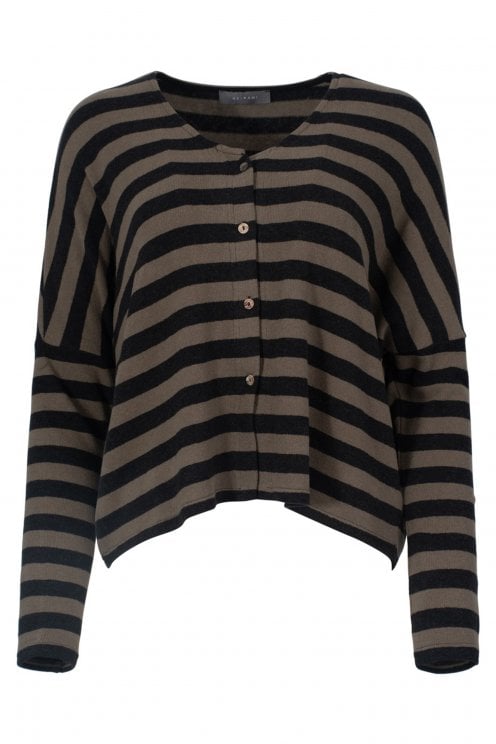 Stripes Soft V-neck Cardigan Twig