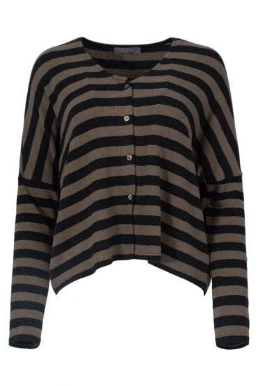 Stripes Soft V-neck Cardigan Twig