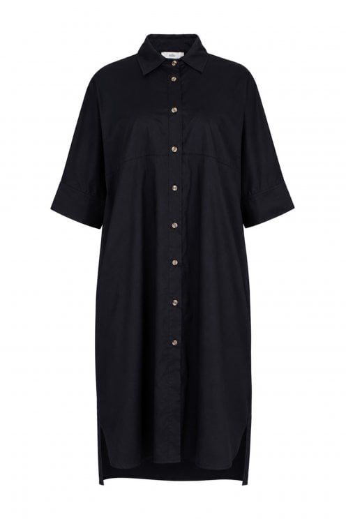 Super Relaxed Shirt Dress Black
