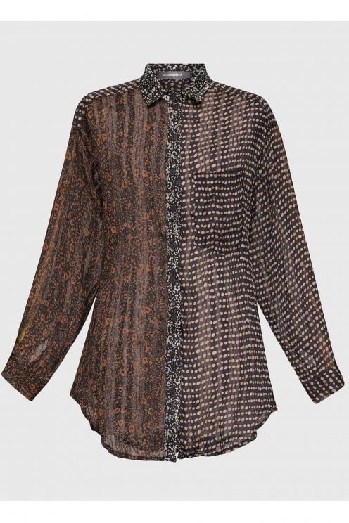 Talia Mixed Print Blouse Russet