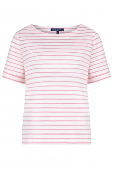 Terry Stripe Tee Pink