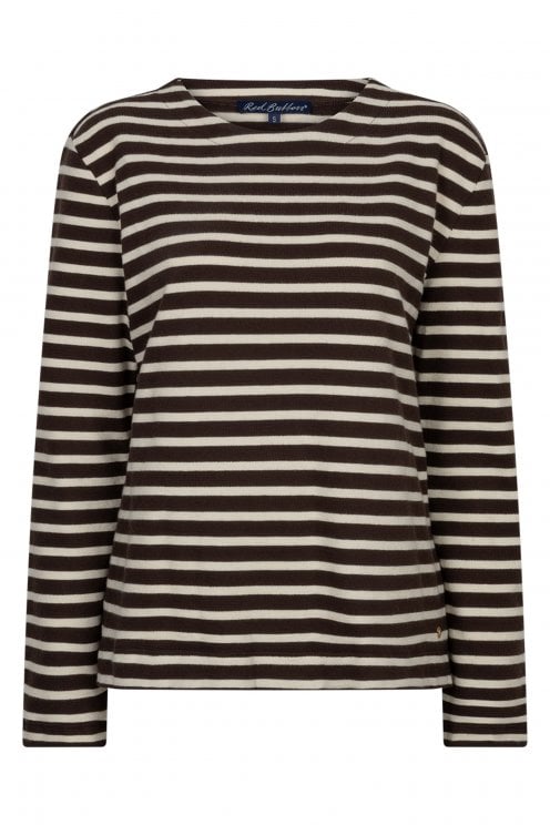 Terry Stripe Top Brown/creme