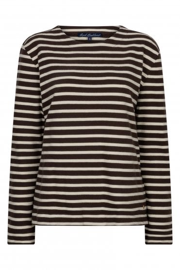 Terry Stripe Top Brown/creme