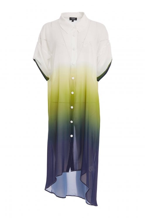 Tie Dye Long Line Shirt Kiwi