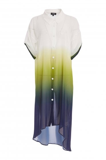Tie Dye Long Line Shirt Kiwi