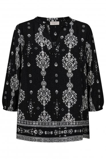 Tilly Print Blouse Black/off White