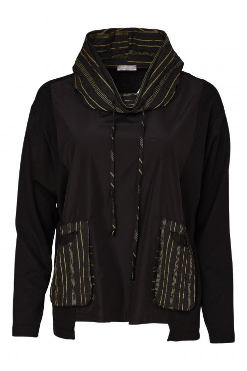 Top With Stripe Detail Black/avocado