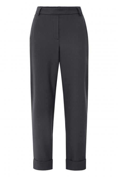 Trouser With Elasticated Waist & Turn-up Hem Oyster Black
