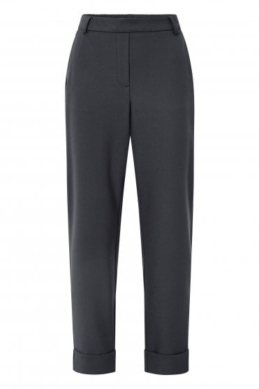 Trouser With Elasticated Waist & Turn-up Hem Oyster Black