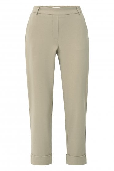 Trouser With Elasticated Waist & Turn-up Hem Sand/beige