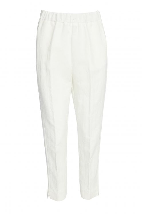 Trouser With Slit At Hem White