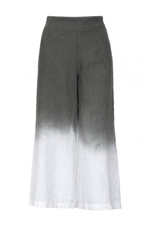 Two Tone Linen Trouser Med Grey/white